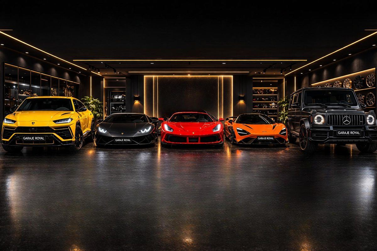 Garaje Royal fleet — Lamborghini Urus, Ferrari, McLaren, Mercedes G63